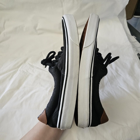 Black canvas vans with aztec print lining & brown leather detailingSize 11 - Picture 3 of 7